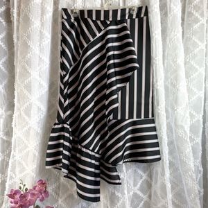 Black/Pink Tea Length Skirt Satin Finish